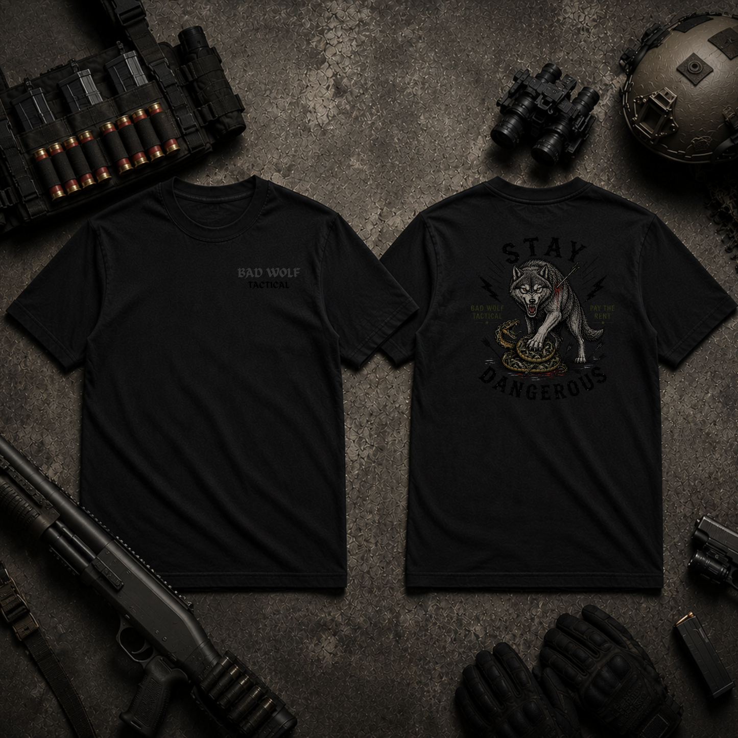 PRE-ORDER : STAY DANGEROUS WOLF [ Black Edition ]T-shirt