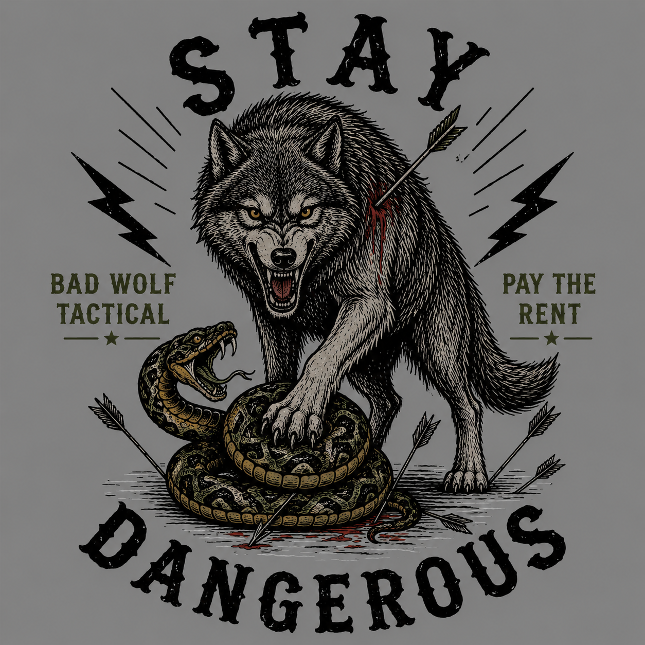 PRE-ORDER : STAY DANGEROUS WOLF [ Black Edition ]T-shirt